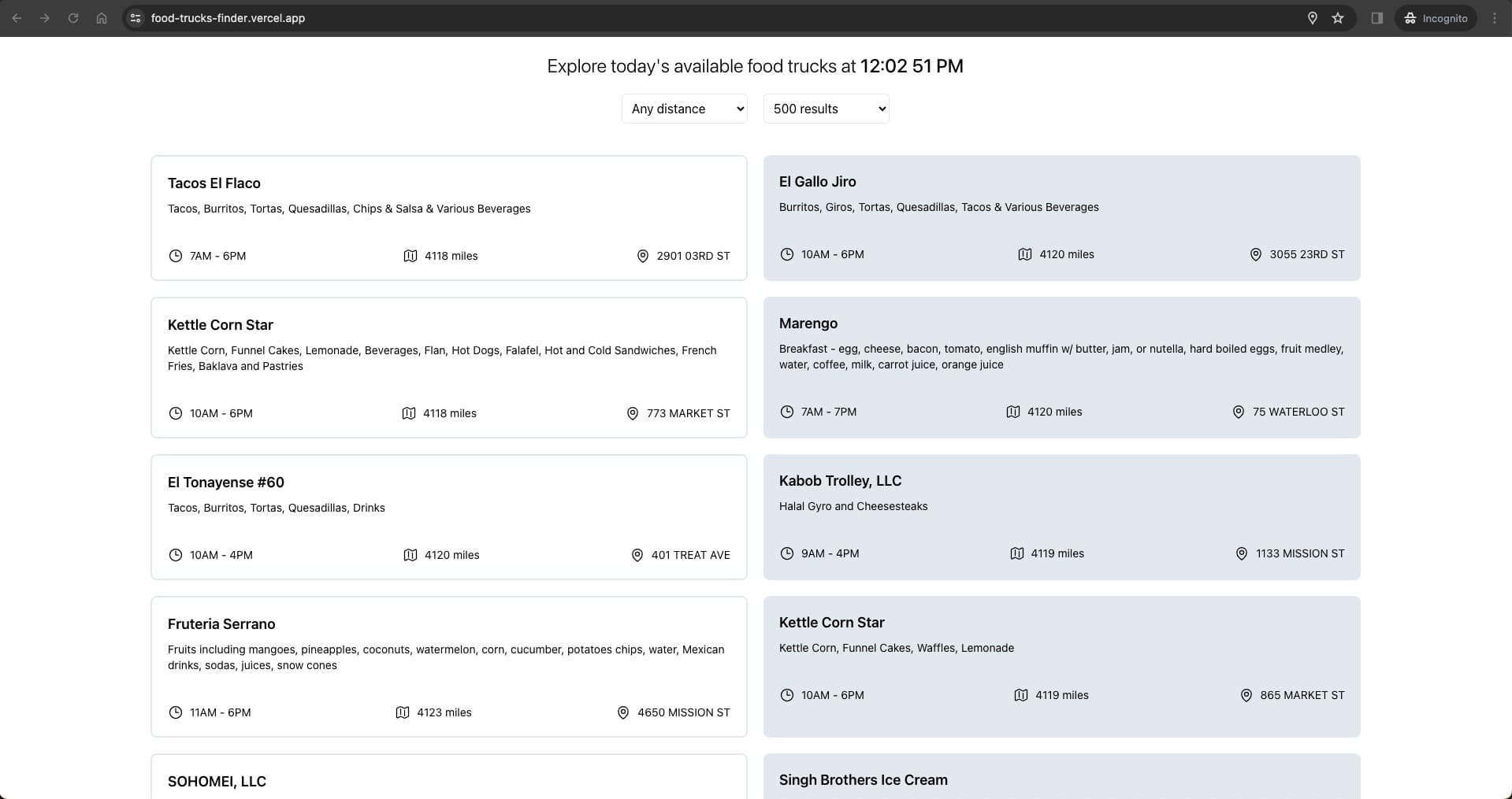 Food Trucks Finder